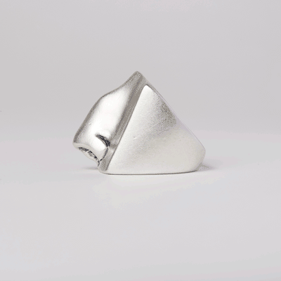 Nose rings. Big sculptural ring of the nose of Rosy De Palma. lost wax carving ring cast in sterling silver. 
