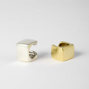 square shaped ear cuffs in solver and gold color (brass)