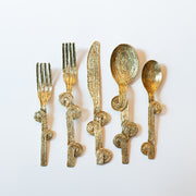 brass flatwere, curlie brass flatware