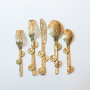 brass flatwere, curlie brass flatware