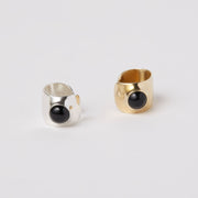Ear cuff in sterling silver or brass with semi precious gem stones. black onyx