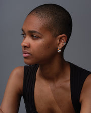 picture of model with ear gem cuff and gem hoops