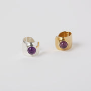 Ear cuff in sterling silver or brass with semi precious gem stones. amethyst